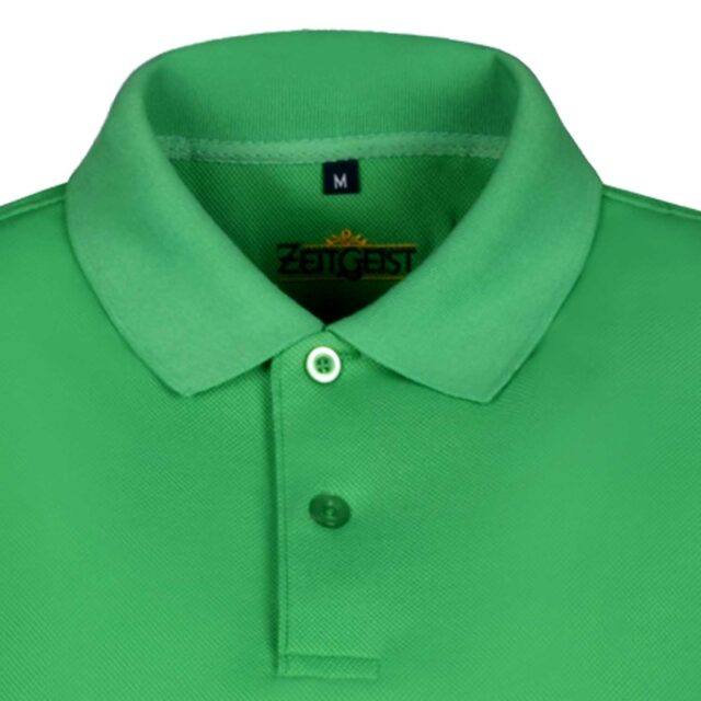 GREEN COTTON TENCEL PLAIN REGULAR POLOSHIRT (3)