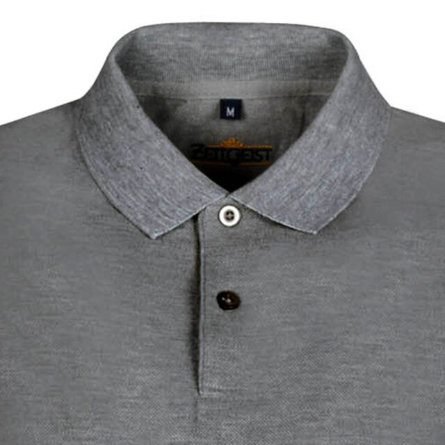 GREY COTTON TENCEL PLAIN REGULAR POLOSHIRT (3)
