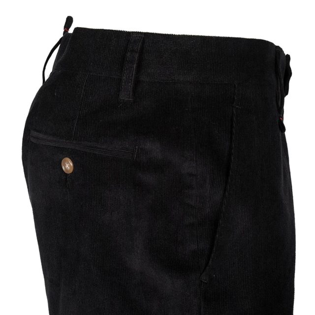 BLACK CORDUROY SELF STRAIGHT FIT TROUSER (4)
