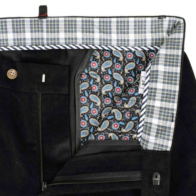 BLACK CORDUROY SELF STRAIGHT FIT TROUSER (5)