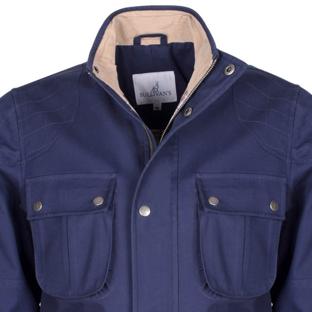 BLUE COTTON PURE PLAIN REGULAR FIT COAT (3)