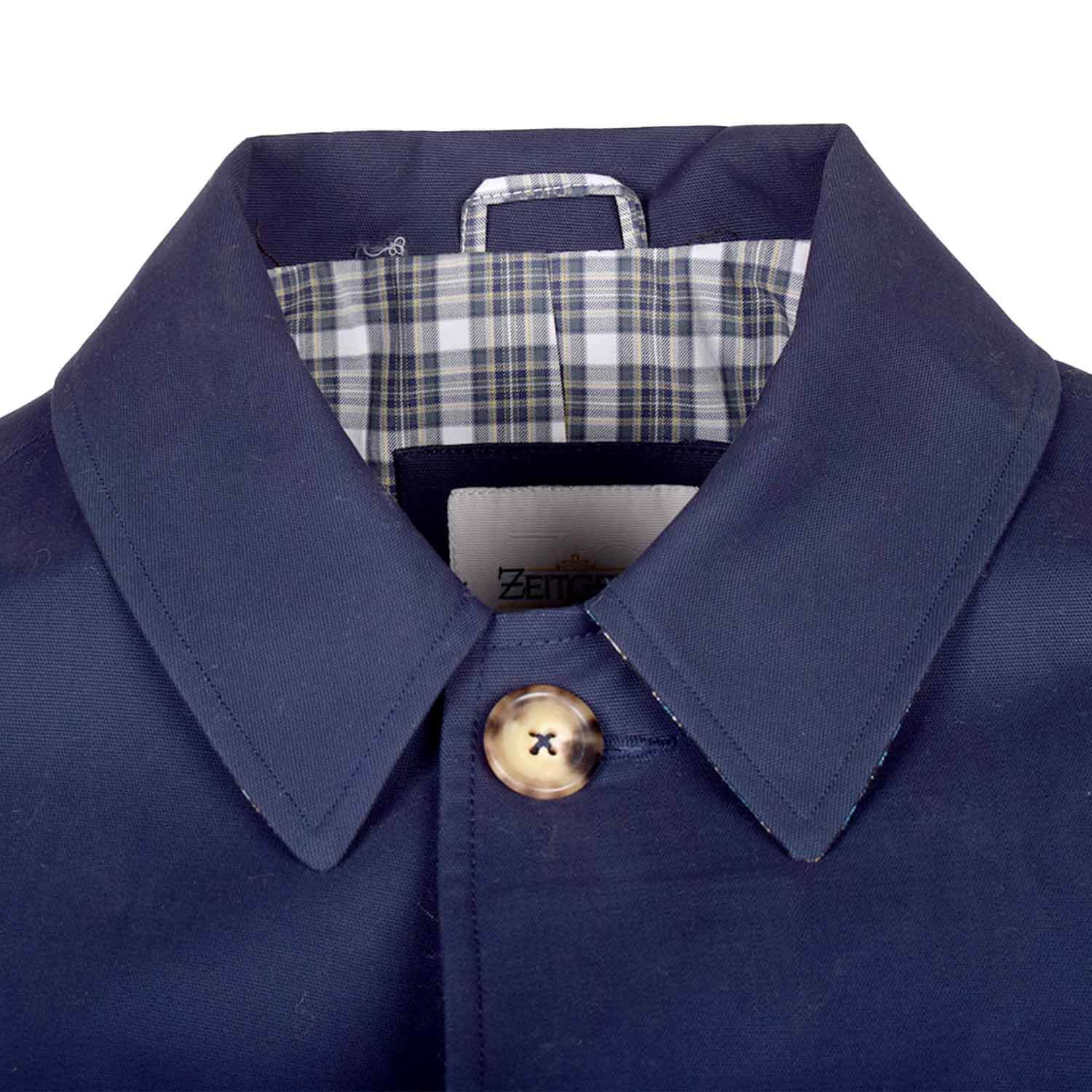 BLUE COTTON PURE PLAIN REGULAR FIT COAT (4)