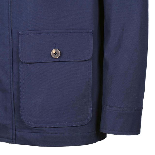 BLUE COTTON PURE PLAIN REGULAR FIT COAT (4)