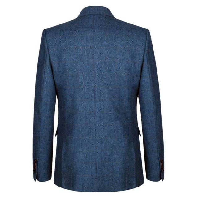 BLUE TWEED HERRINGBONE OVER CHECK TAILORED FIT JACKET (3)