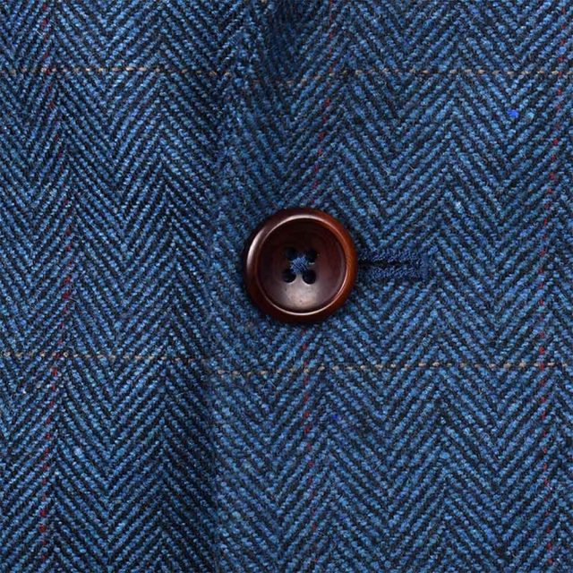 BLUE TWEED HERRINGBONE OVER CHECK TAILORED FIT JACKET (4)