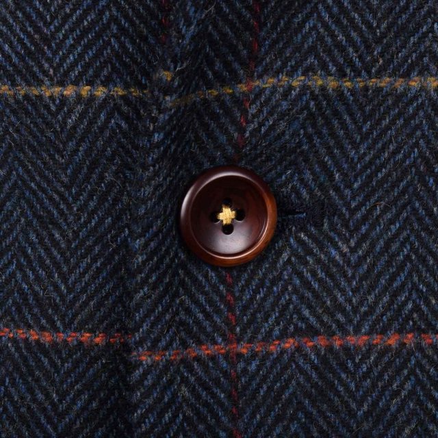 BLUE TWEED HERRINGBONE OVER CHECK TAILORED FIT JACKET (4)