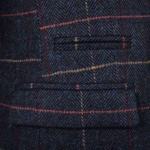 BLUE TWEED HERRINGBONE OVER CHECK TAILORED FIT JACKET (5)