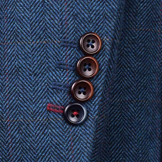 BLUE TWEED HERRINGBONE OVER CHECK TAILORED FIT JACKET (6)