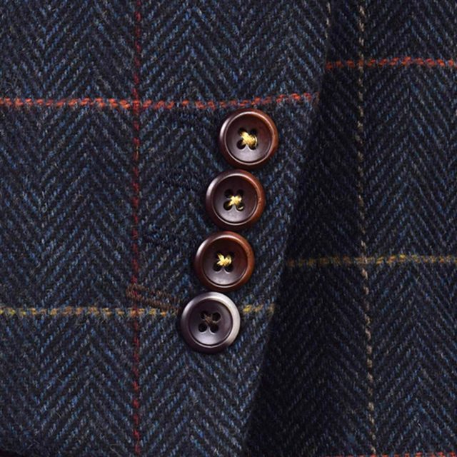 BLUE TWEED HERRINGBONE OVER CHECK TAILORED FIT JACKET (6)