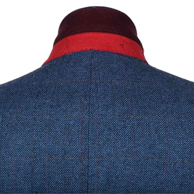 BLUE TWEED HERRINGBONE OVER CHECK TAILORED FIT JACKET (7)