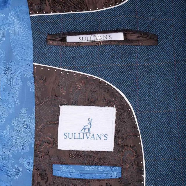 BLUE TWEED HERRINGBONE OVER CHECK TAILORED FIT JACKET (9)