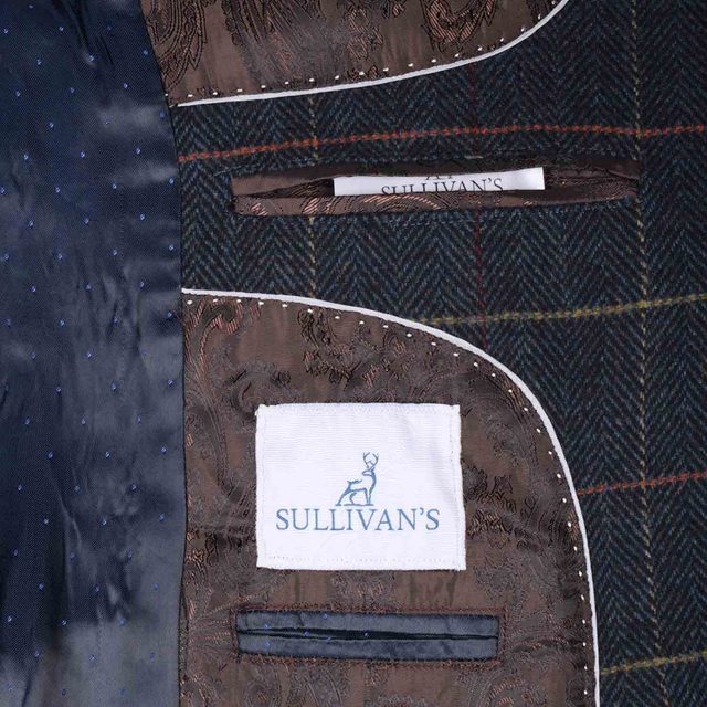 BLUE TWEED HERRINGBONE OVER CHECK TAILORED FIT JACKET (9)