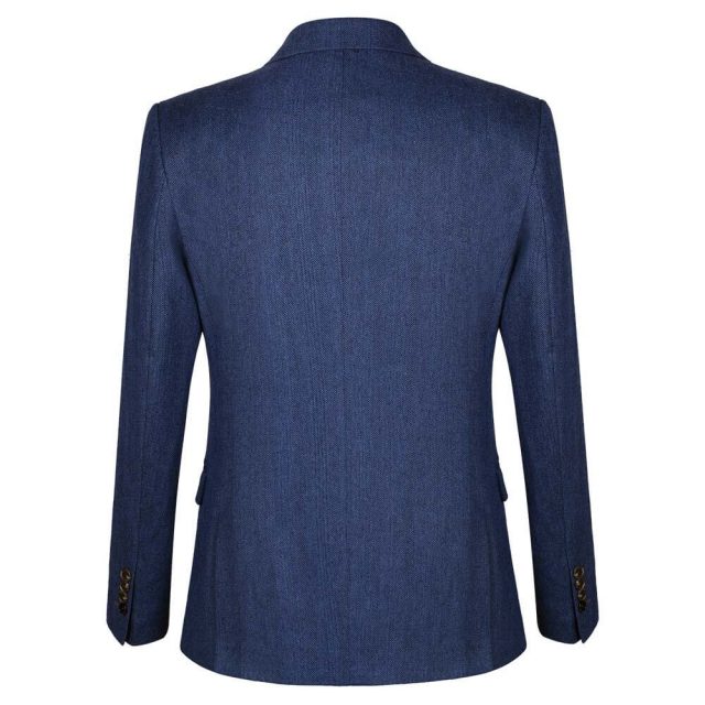BLUE TWEED HERRINGBONE TAILORED FIT JACKET (3)
