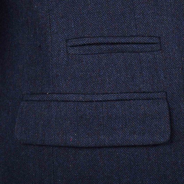 BLUE TWEED HERRINGBONE TAILORED FIT JACKET (5)