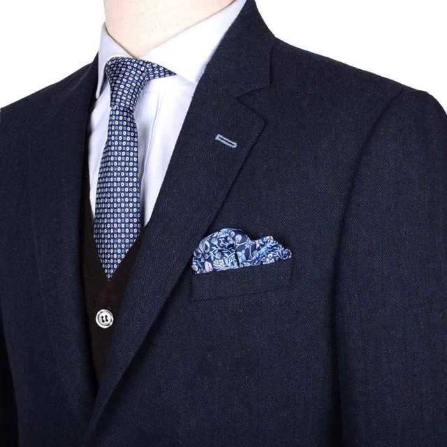 BLUE TWEED HERRINGBONE TAILORED FIT JACKET (8)