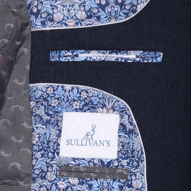 BLUE TWEED HERRINGBONE TAILORED FIT JACKET (9)