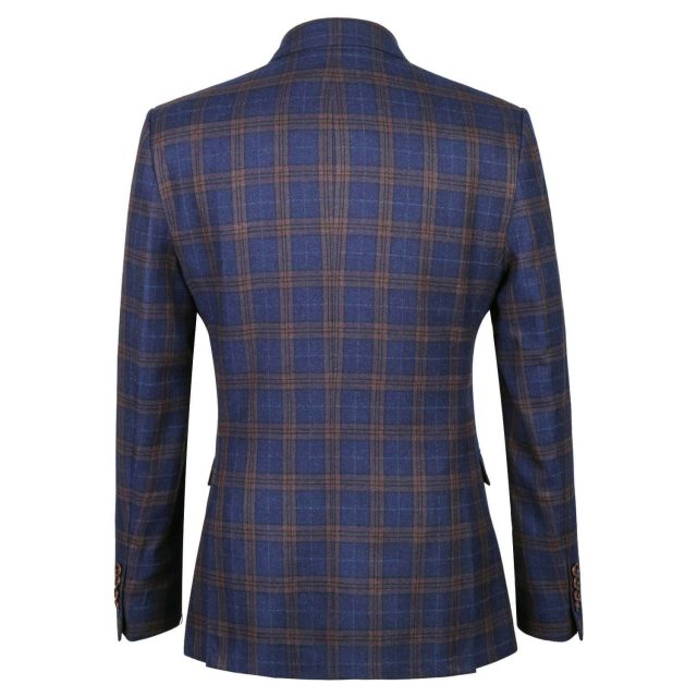 BLUE TWEED LARGE CHECK TAILORED FIT JACKET (3)