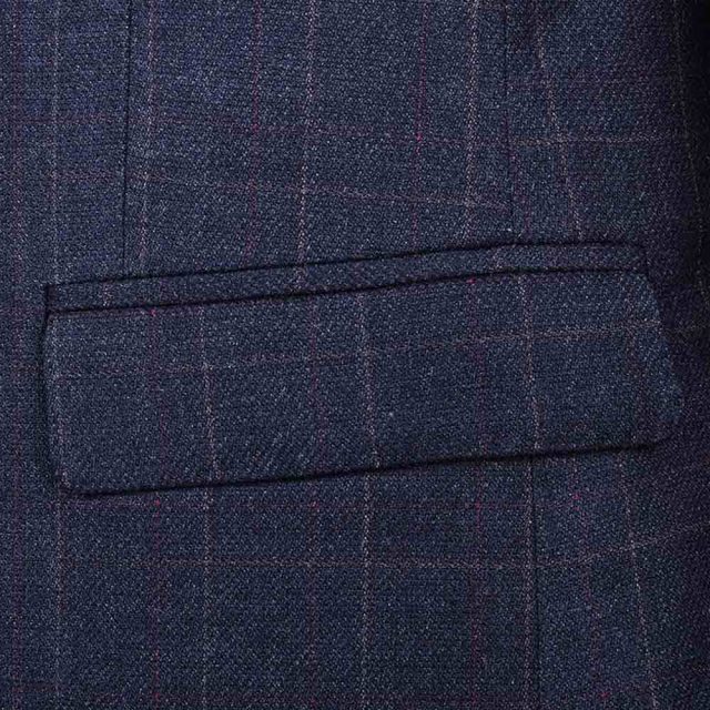 BLUE TWEED LARGE CHECK TAILORED FIT JACKET (5)