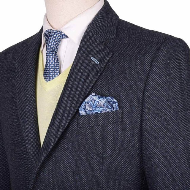 BLUE TWEED TEXTURED TAILORED FIT JACKET (8)