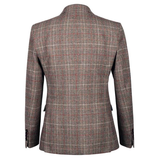 BROWN TWEED GLEN PLAID TAILORED FIT JACKET (3)
