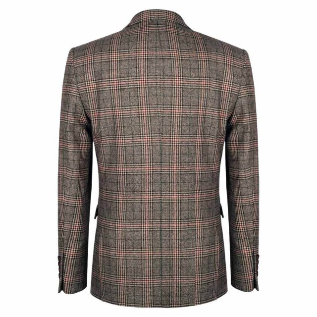 BROWN TWEED GLEN PLAID TAILORED FIT JACKET (3)