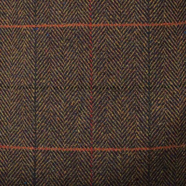BROWN TWEED HERRINGBONE OVER CHECK TAILORED FIT JACKET (2)