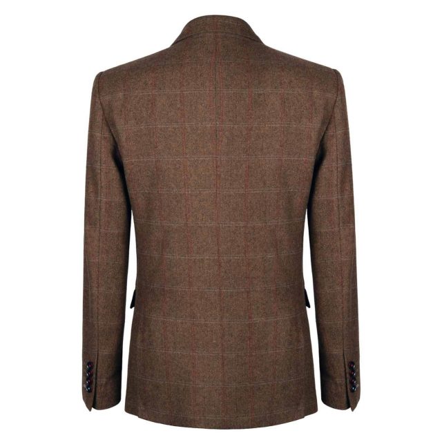 BROWN TWEED HERRINGBONE OVER CHECK TAILORED FIT JACKET (3)
