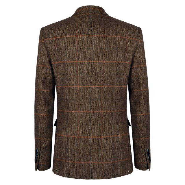 BROWN TWEED HERRINGBONE OVER CHECK TAILORED FIT JACKET (3)