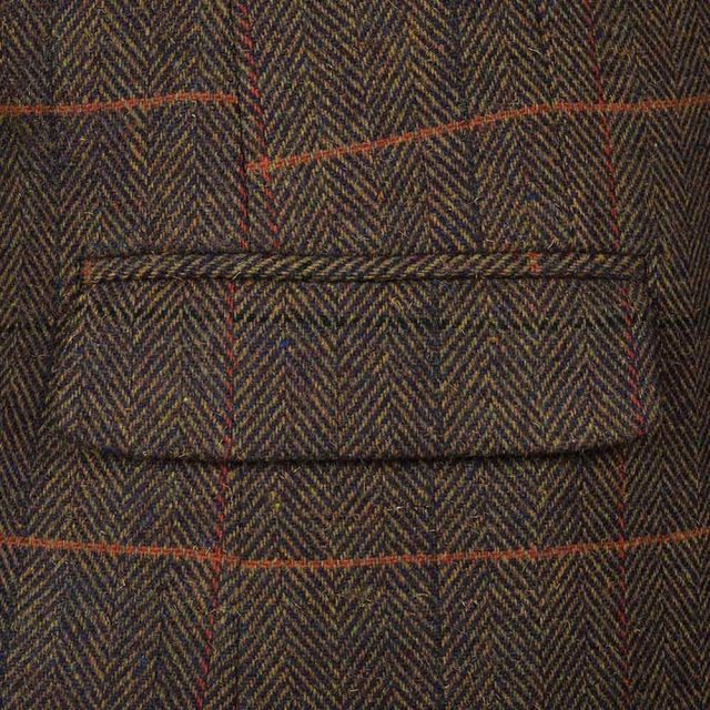 BROWN TWEED HERRINGBONE OVER CHECK TAILORED FIT JACKET (5)