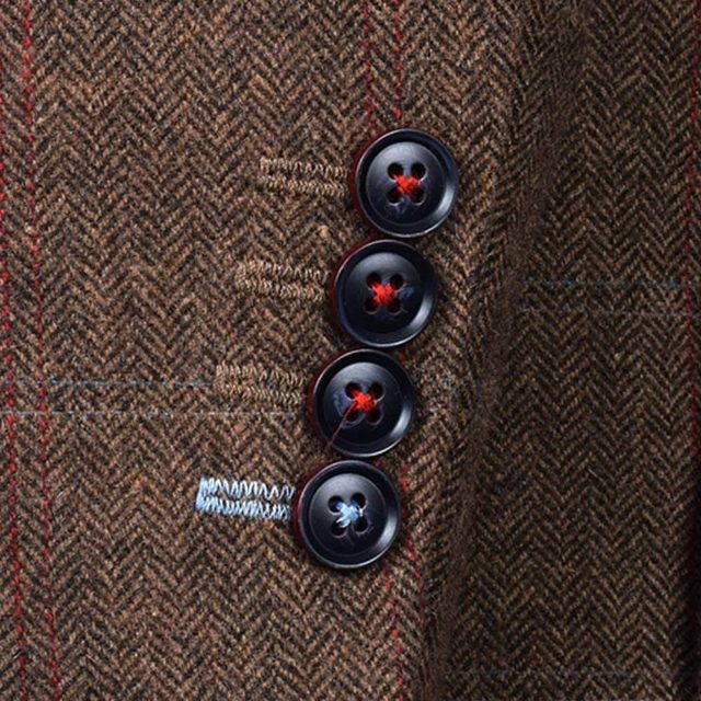 BROWN TWEED HERRINGBONE OVER CHECK TAILORED FIT JACKET (6)