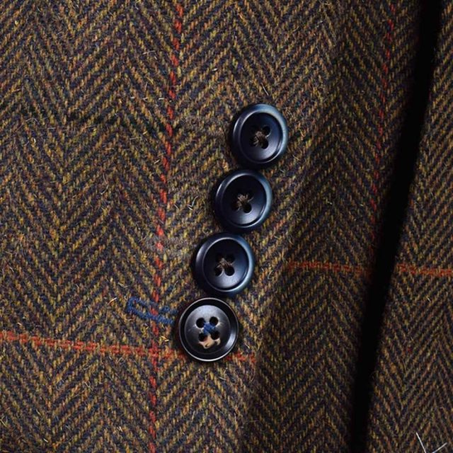 BROWN TWEED HERRINGBONE OVER CHECK TAILORED FIT JACKET (6)