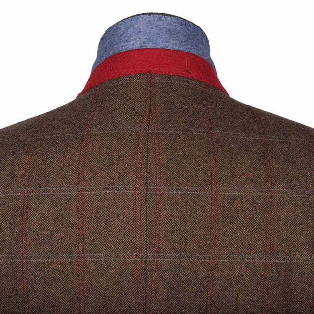 BROWN TWEED HERRINGBONE OVER CHECK TAILORED FIT JACKET (7)