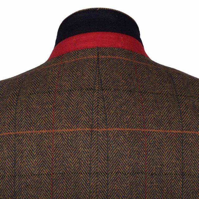 BROWN TWEED HERRINGBONE OVER CHECK TAILORED FIT JACKET (7)