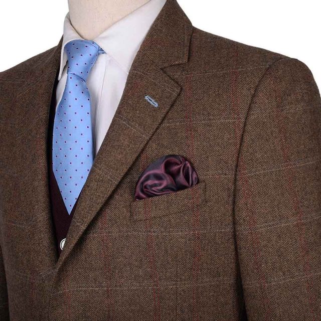 BROWN TWEED HERRINGBONE OVER CHECK TAILORED FIT JACKET (8)