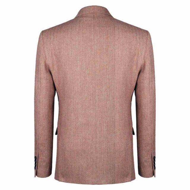 BROWN TWEED HERRINGBONE TAILORED FIT JACKET (3)