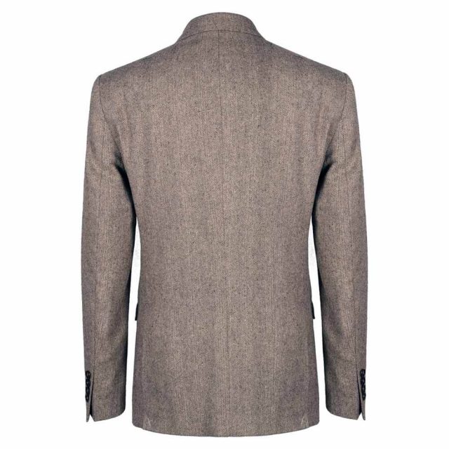 BROWN TWEED HERRINGBONE TAILORED FIT JACKET (3)
