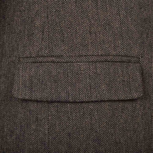 BROWN TWEED HERRINGBONE TAILORED FIT JACKET (5)