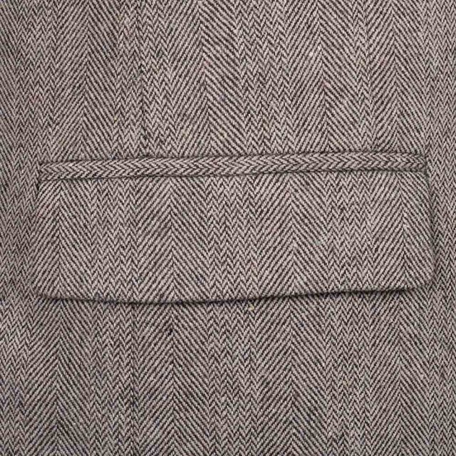 BROWN TWEED HERRINGBONE TAILORED FIT JACKET (5)