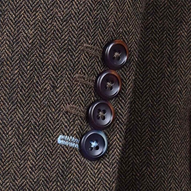 BROWN TWEED HERRINGBONE TAILORED FIT JACKET (6)