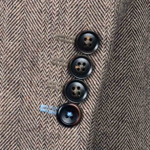 BROWN TWEED HERRINGBONE TAILORED FIT JACKET (6)