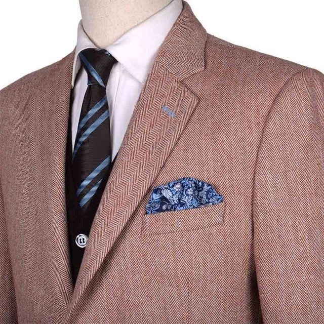 BROWN TWEED HERRINGBONE TAILORED FIT JACKET (8)
