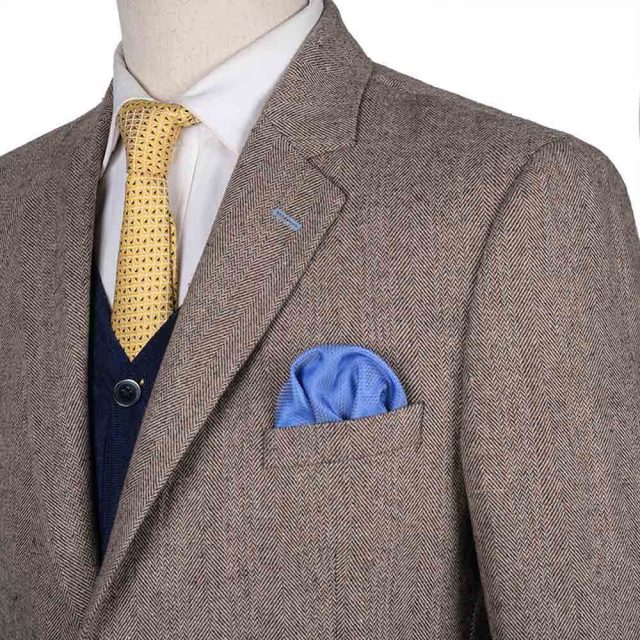 BROWN TWEED HERRINGBONE TAILORED FIT JACKET (8)