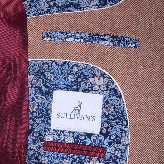 BROWN TWEED HERRINGBONE TAILORED FIT JACKET (9)