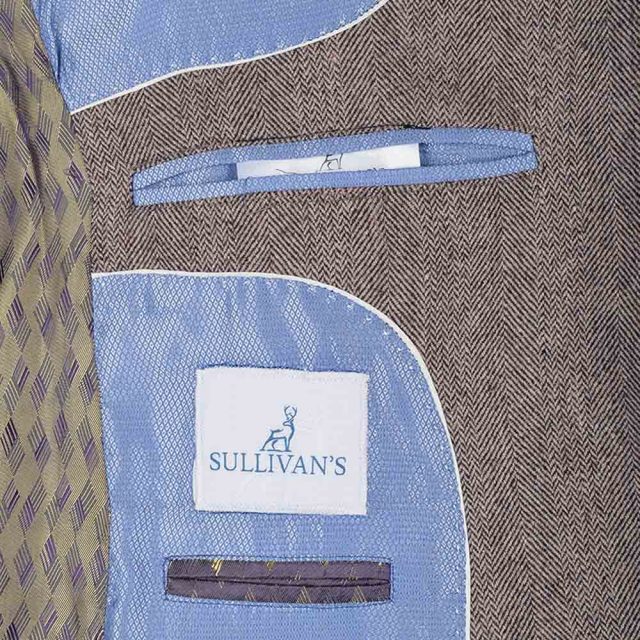 BROWN TWEED HERRINGBONE TAILORED FIT JACKET (9)