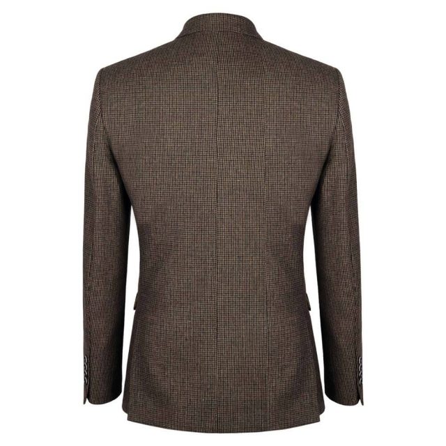 BROWN TWEED HOUNDSTOOTH TAILORED FIT JACKET (3)