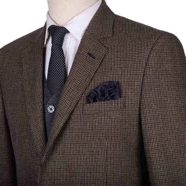 BROWN TWEED HOUNDSTOOTH TAILORED FIT JACKET (8)