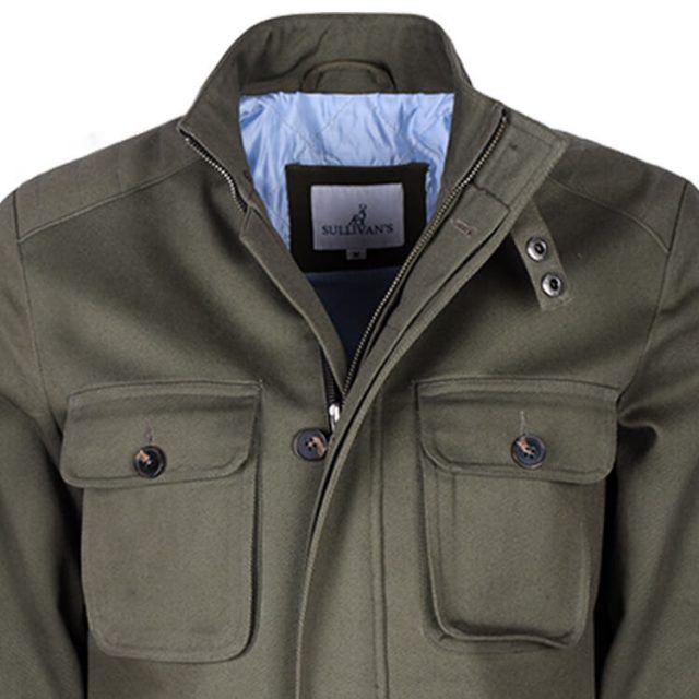 GREEN COTTON PURE PLAIN REGULAR FIT COAT (3)