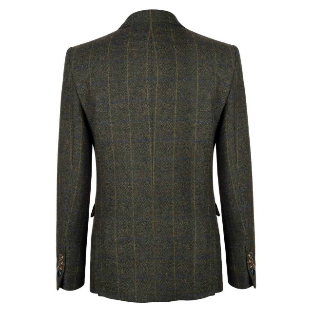 GREEN TWEED HERRINGBONE OVER CHECK TAILORED FIT JACKET (3)
