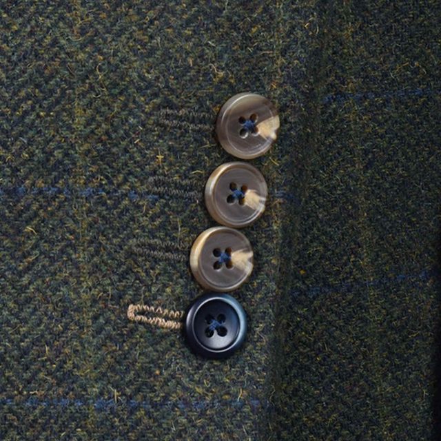 GREEN TWEED HERRINGBONE OVER CHECK TAILORED FIT JACKET (6)