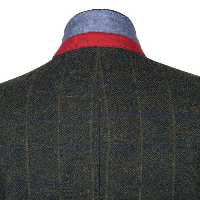 GREEN TWEED HERRINGBONE OVER CHECK TAILORED FIT JACKET (7)